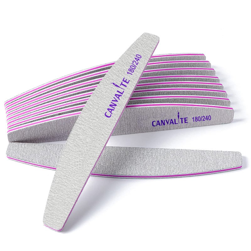 Canvalite Nail Files for Natural Nails 180240 Grit Emery Board for Nails Styling Tools for Home and Salon Use 10 PCS