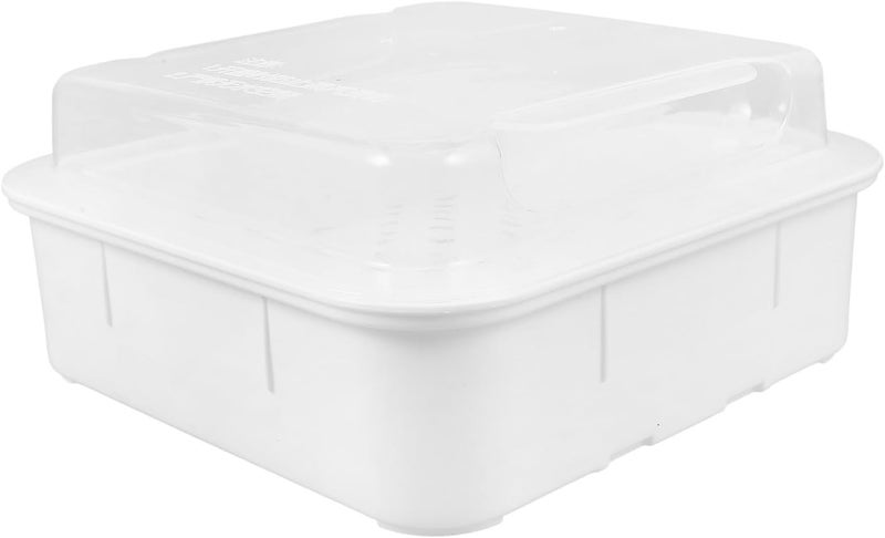 Microwave Steamer for Cooking Small Square Double-layer Plastic Food Steaming Basket with Lid, Vegetable and Bun Steamer for Microwave Oven Kitchen Use - Image 1