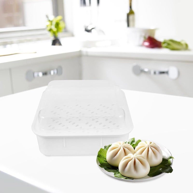 Microwave Steamer for Cooking Small Square Double-layer Plastic Food Steaming Basket with Lid, Vegetable and Bun Steamer for Microwave Oven Kitchen Use - Image 4