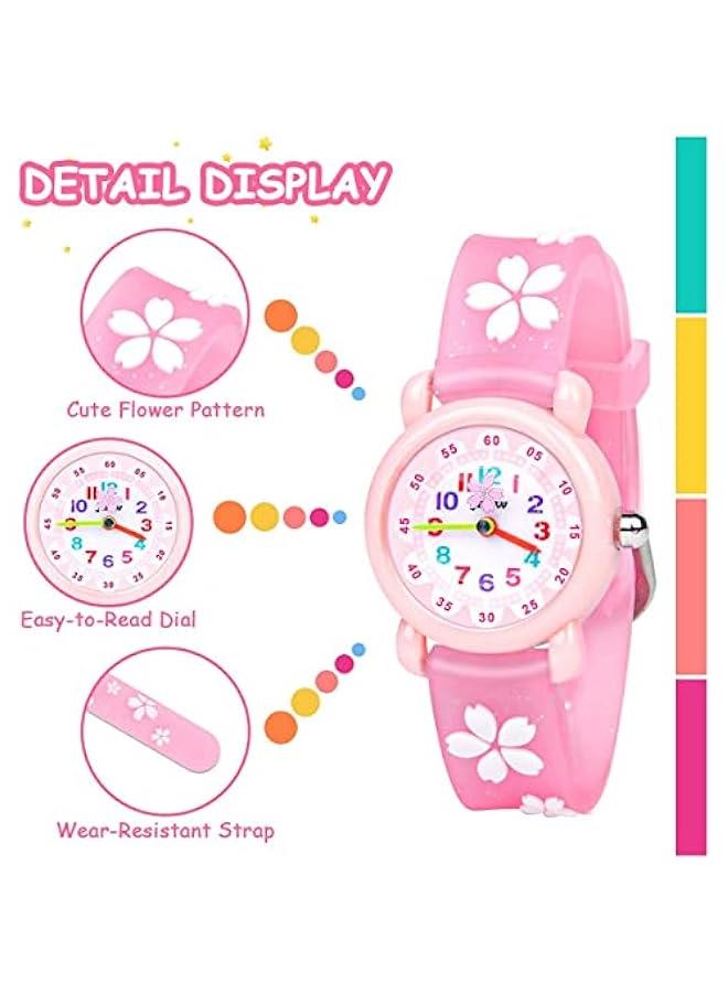Kids Watches, 3D Cherry Blossom Pattern Quartz Kid Watches, Cartoon Toy Silicone Band Wristwatch, Childrens Watches Gift for Girls Age 3-11 Years Old  - Image 2