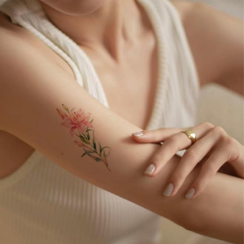 Sevgob Practical design alternatives 10 Sheets Flower Temporary Tattoos Realistic Floral Fake Tattoos Mixed Styles Wildflower Tattoos Cute Daisy Bouquet Stickers Waterproof Tattoo Sleeve for Women Girls Decoration Supplies Favors Global upgraded economical craftsmanship - Image 2