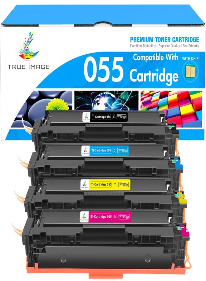 TRUE IMAGE 055 055H Toner Cartridge Set MF743Cdw MF741Cdw Compatible for Canon 055 055H for Color ImageCLASS MF745Cdw MF746Cdw LBP664Cdw MF740C LBP660C Printer (Black Cyan Magenta Yellow, 4-PK) - Image 1