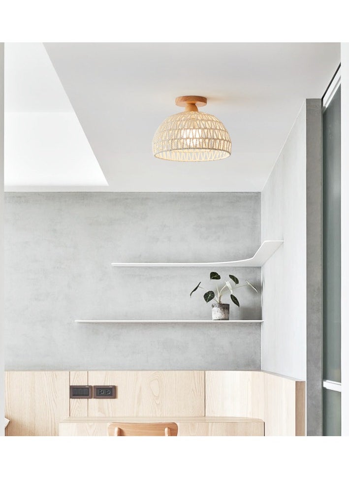 ENEOMEY Semi-recessed Ceiling Light Rattan Light White Bedroom Laundry Hallway Kitchen Entrance  - Image 3