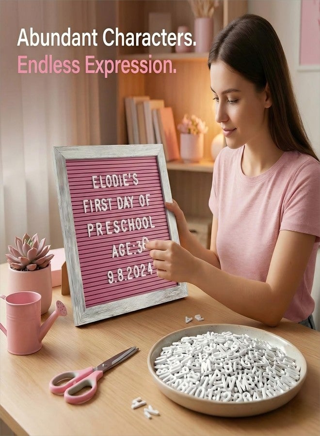 C CRYSTAL LEMON Rustic Hot Pink Felt Letter Board 10x10 Inches - 336 Changeable Letters, Numbers & Symbols - Message Board for Classroom, Home & Office - Image 4