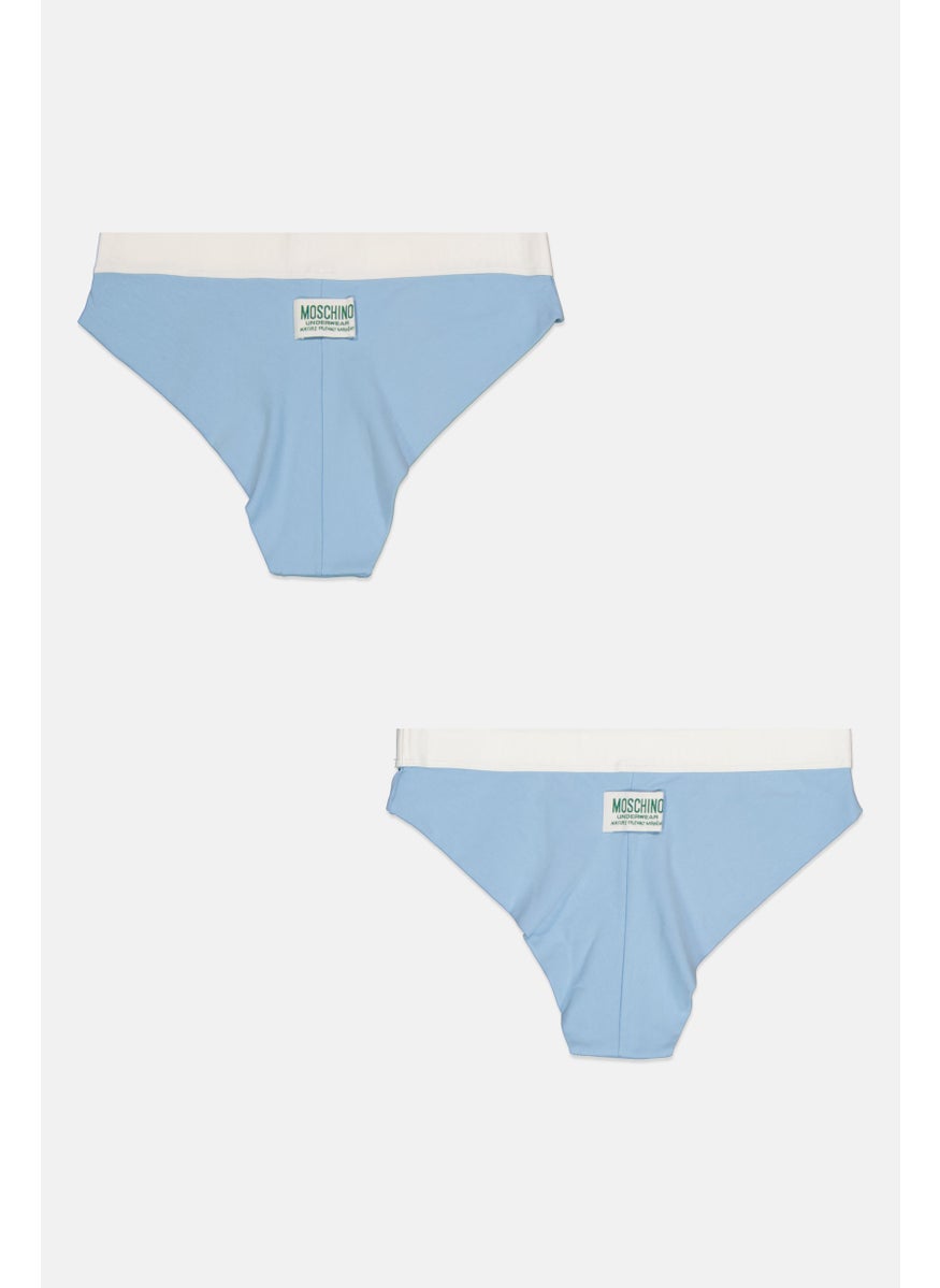 MOSCHINO Women 2 Pieces Brand Logo Brazilian Briefs, Light Blue  - Image 2