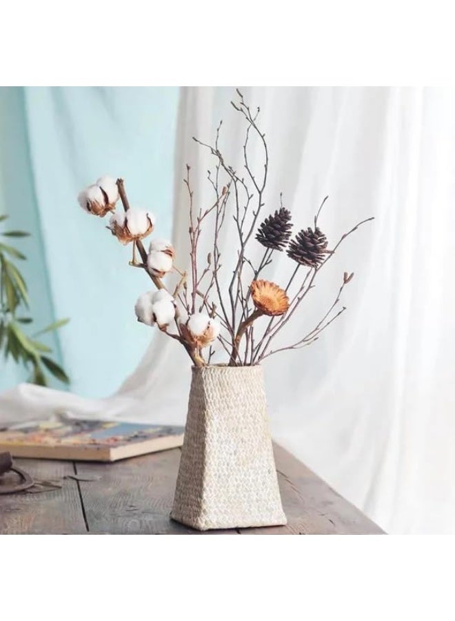 Set Of 5 Dried Cotton Flowers For Weddings  And  Home Decorations 10X10X40Cm White - Image 2