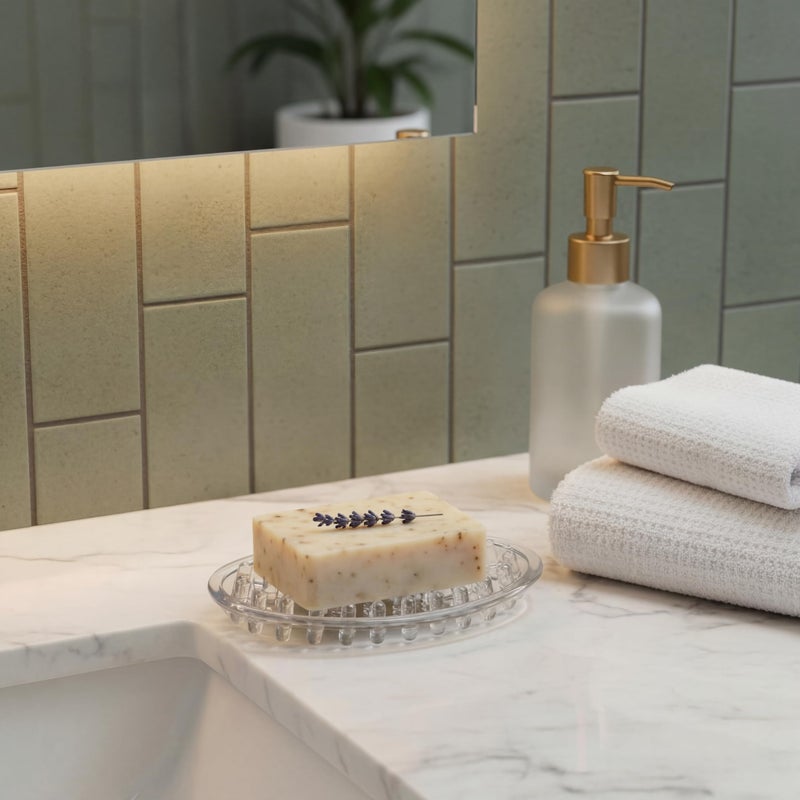 Yoande 2 Pcs Plastic Soap Holder Soap Dish Bar Saver Tray with Holes Sponge Holder for Kitchen Bathroom Shower Counter, 4.5 x 3 x 0.7 Inches (Clear) - Image 2