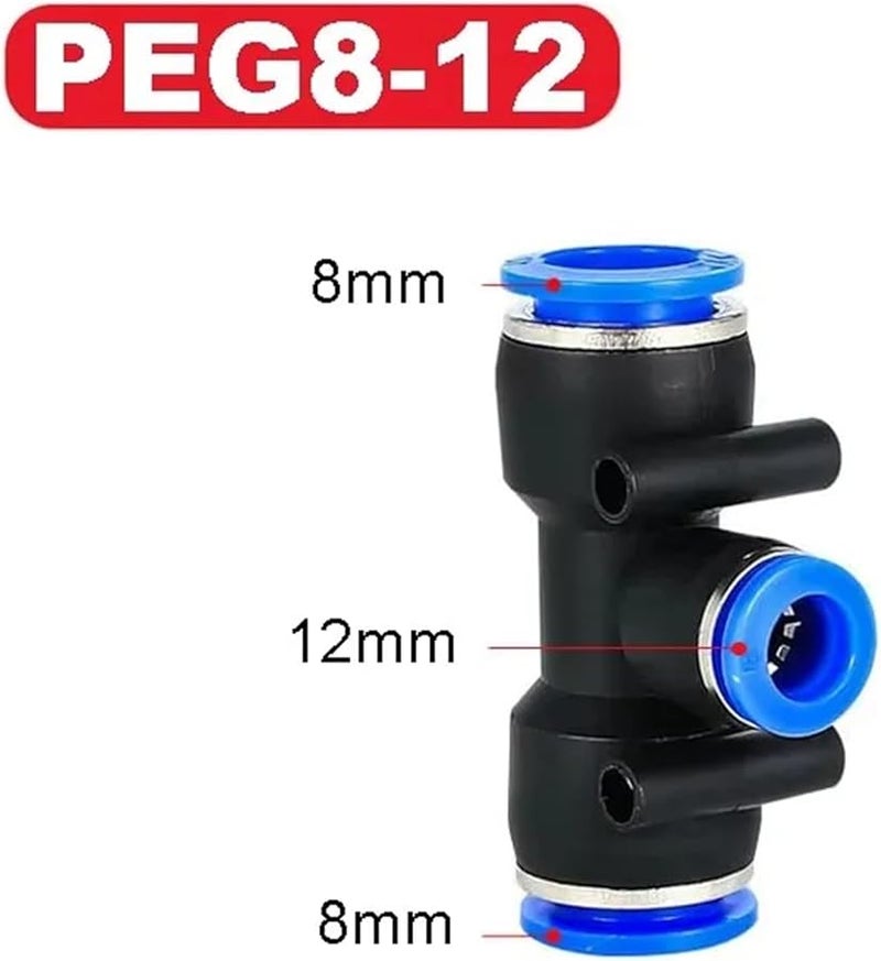 تركيبات الأنابيب البلاستيكية الهوائية 100 قطعة توصيل الهواء والماء الدفع السريع PEG 8 12 - Image 3