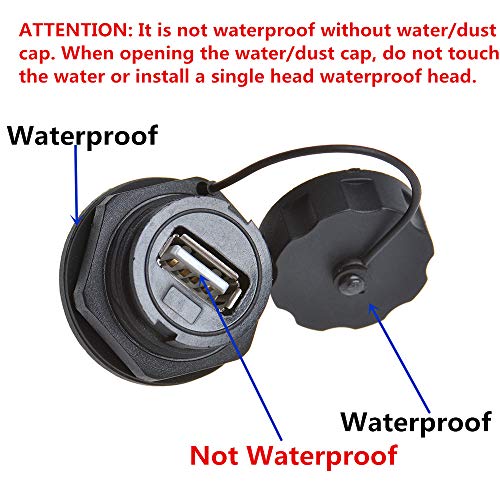 ANMBEST 5PCS USB2.0 Panel Mount Connector, IP67 Waterproof Outdoor USB Plug Adapter Female to Female Socket with Waterproof/Dust Cap (M25 5PCS) - Image 4