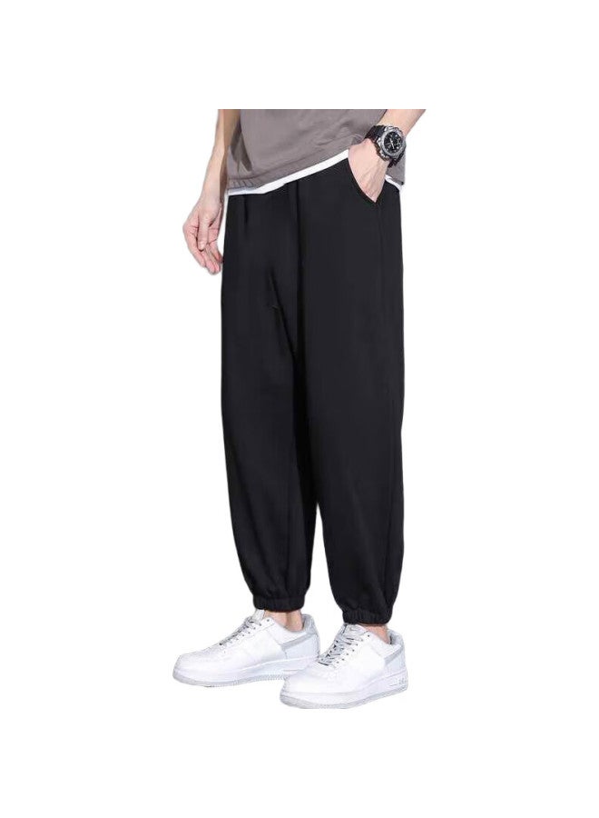 GENIOLAMODE Senma Group Casual Pants For Men, Korean Style Loose Fit Drawstring Solid Color Trousers, Versatile Fashionable Long Pants For Teenagers And Students - Image 3