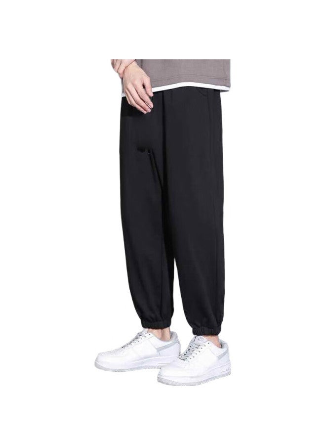 GENIOLAMODE Senma Group Casual Pants For Men, Korean Style Loose Fit Drawstring Solid Color Trousers, Versatile Fashionable Long Pants For Teenagers And Students - Image 2