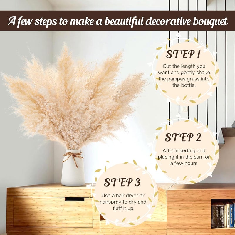Pasuvsigt 12 PCS 17inch Pampas Grass Decor-Natural Pompas Grass Floral-Short Fluffy Pampas Grass Bulk Flower for Small Boho vases,Boho Table Decor,Boho Bathroom Decor,Boho Room Decor - Image 5