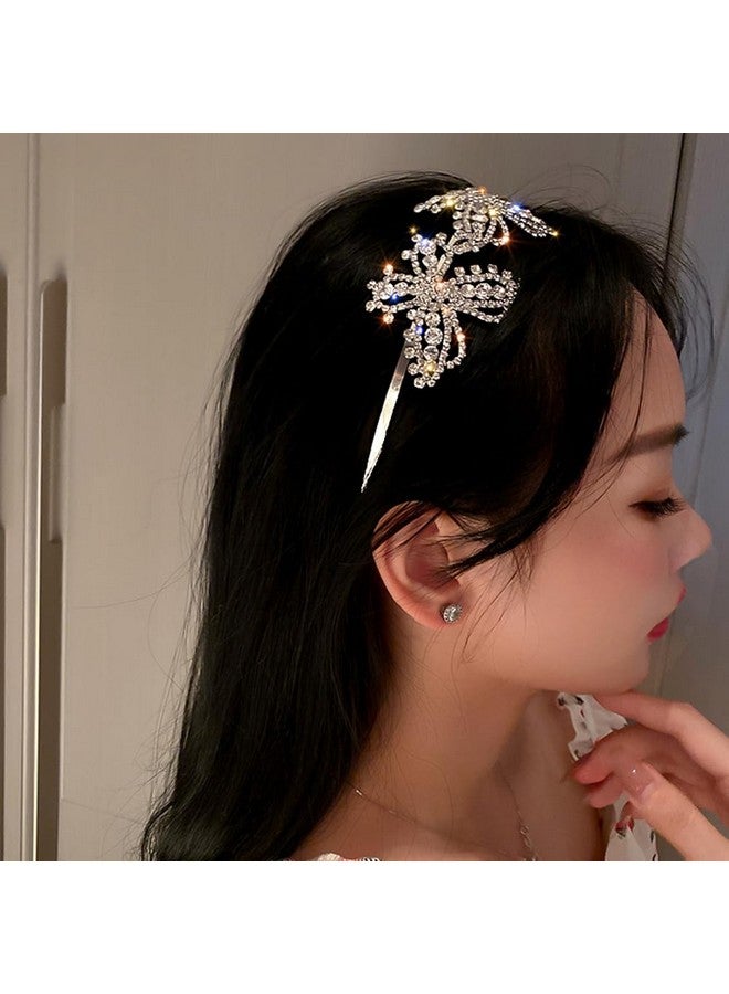Wiwpar Shiny Full Rhinestone Butterfly Headband Elastic Sparkle Crystal Bow Hair Hoop Elegant Bling Headwear Accessory For Women Girls Wedding Bride - Image 2