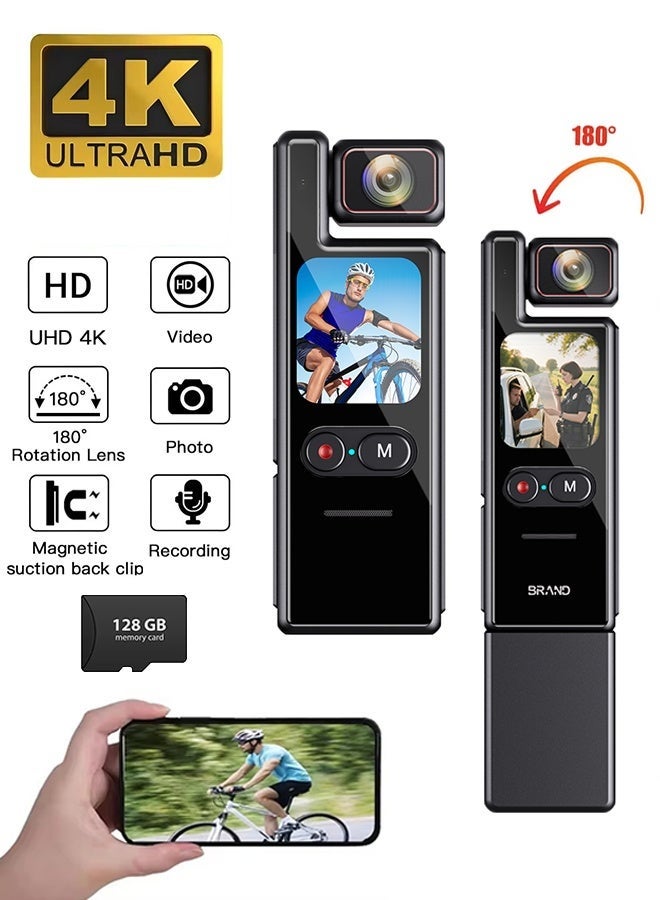 SahlTech 4K Pocket Vlogging Camera | 1.69-Inch CMOS Sensor & 4K/120fps Video | 6-Axis Stabilization & IP65 Waterproof | 3000mAh（1500AH+1500AH) Battery & Rotatable Touchscreen | For YouTube & Photography - Image 1