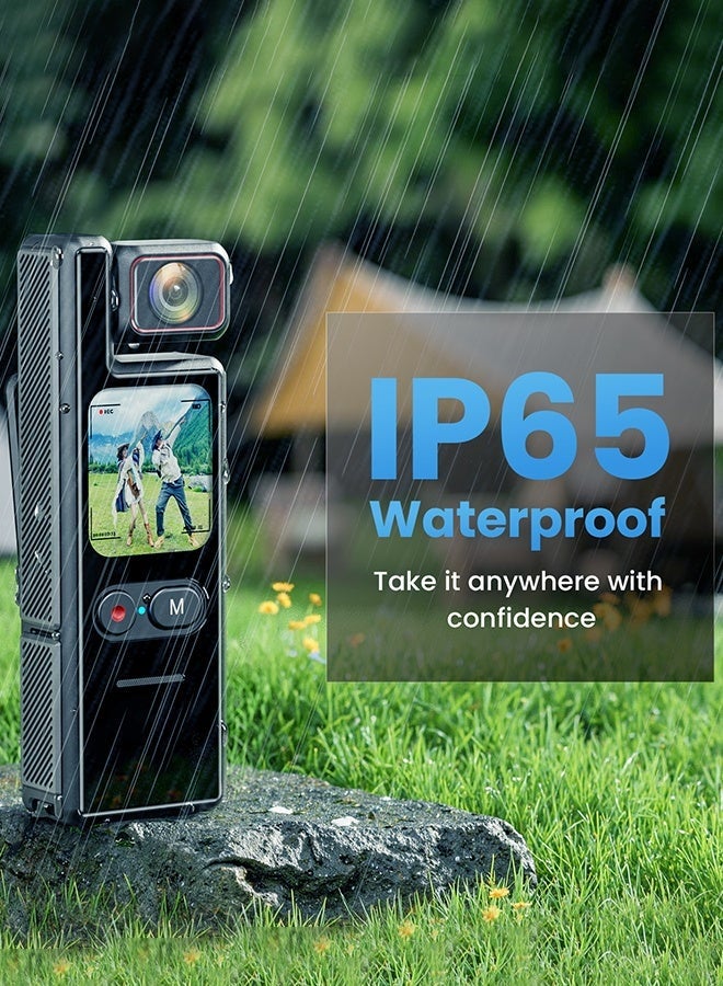 SahlTech 4K Pocket Vlogging Camera | 1.69-Inch CMOS Sensor & 4K/120fps Video | 6-Axis Stabilization & IP65 Waterproof | 3000mAh（1500AH+1500AH) Battery & Rotatable Touchscreen | For YouTube & Photography - Image 4