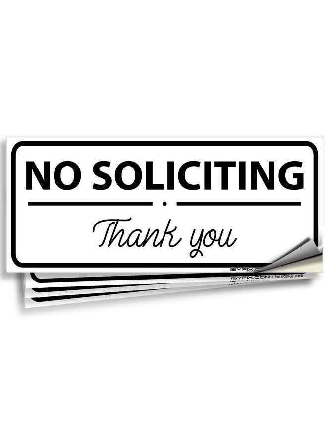 iSYFIX No Soliciting Signs Stickers For House, Home & Business - 4 Pack 7X3 Inch - Premium Self-Adhesive Vinyl, Laminated For Ultimate Uv, Weather, Scratch, Water And Fade Resistance, Indoor & Outdoor  - Image 1