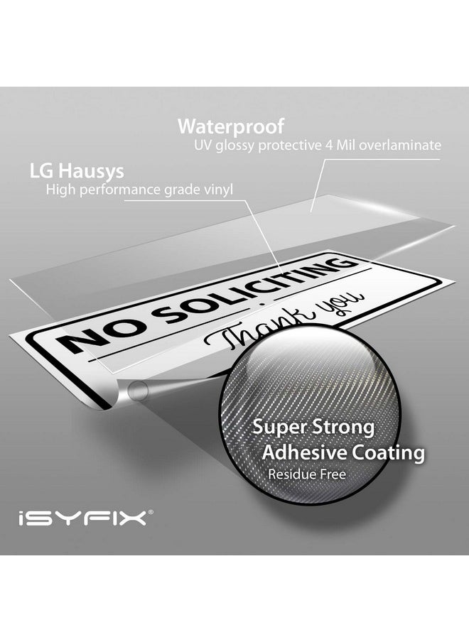 iSYFIX No Soliciting Signs Stickers For House, Home & Business - 4 Pack 7X3 Inch - Premium Self-Adhesive Vinyl, Laminated For Ultimate Uv, Weather, Scratch, Water And Fade Resistance, Indoor & Outdoor  - Image 3