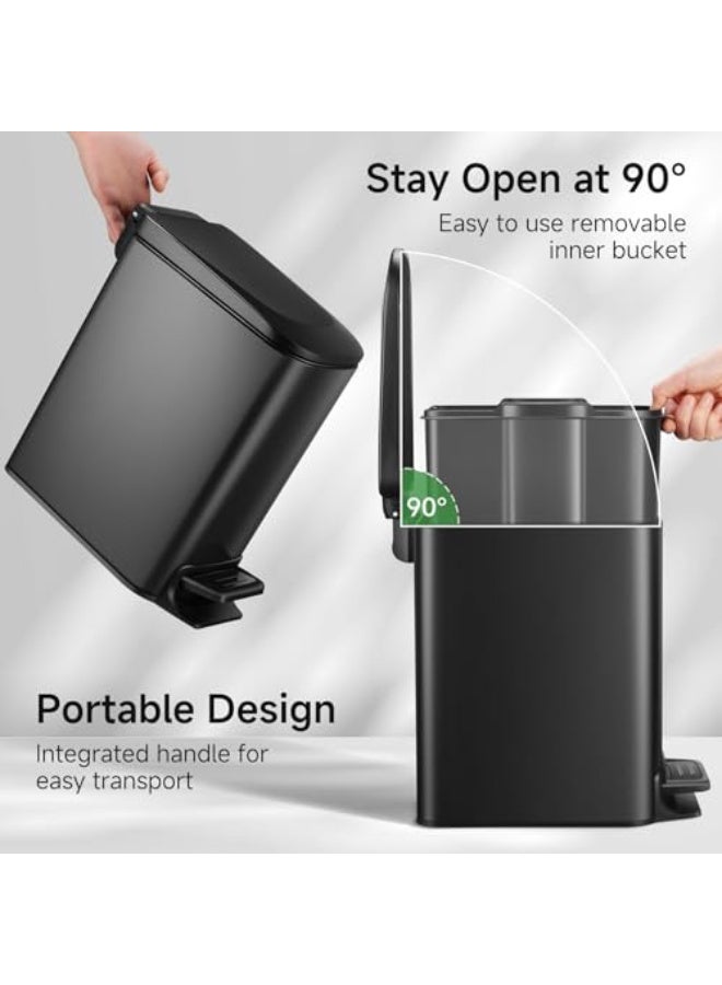 Ultra-Slim 6L/1.6 Gallon Stainless Steel Pedal Trash Can with Soft-Close Lid, Matte  Black - Image 5