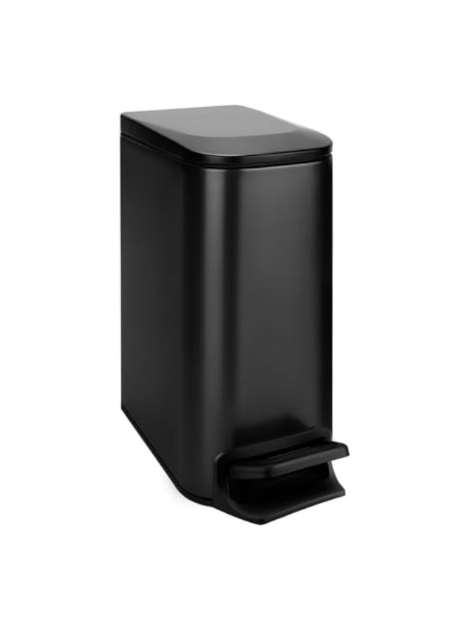 Ultra-Slim 6L/1.6 Gallon Stainless Steel Pedal Trash Can with Soft-Close Lid, Matte  Black - Image 1