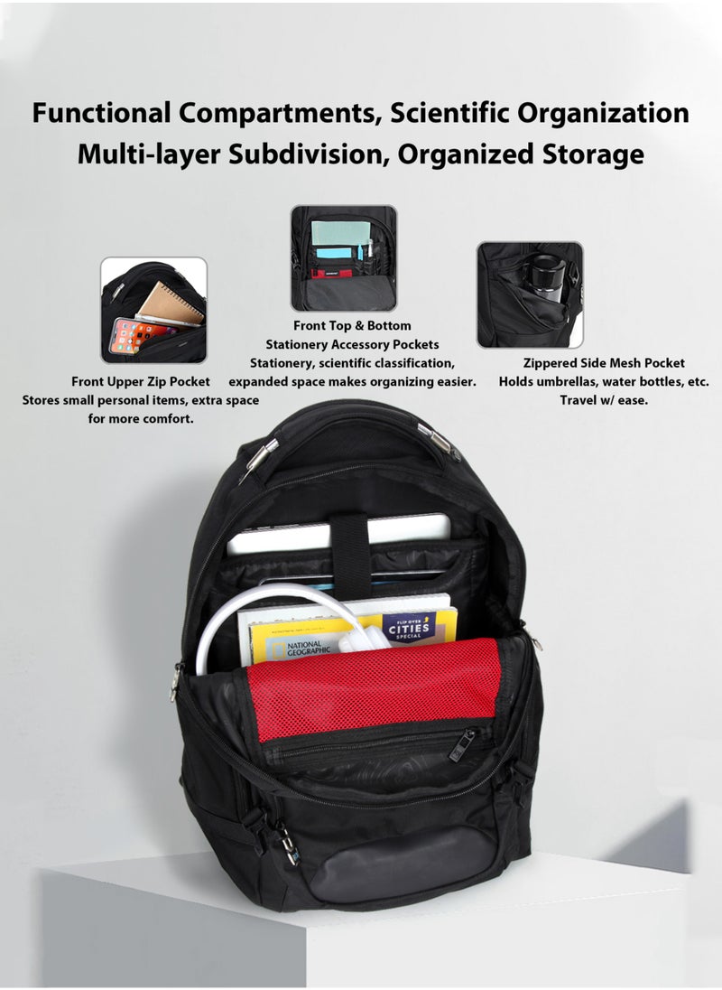 SUISSEWIN Backpack for Men Women, Laptop Bags, Water-Repellent Business Travel Commute Bag, Large Capacity School Backpack with Ergonomic Back  - Image 4