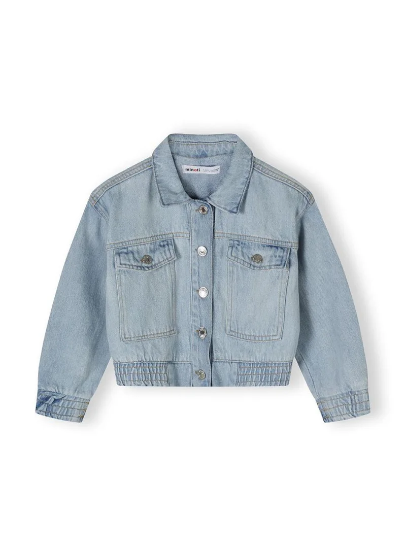 MINOTI Girls Classic Button-Up Denim Jacket with Elastic Hem