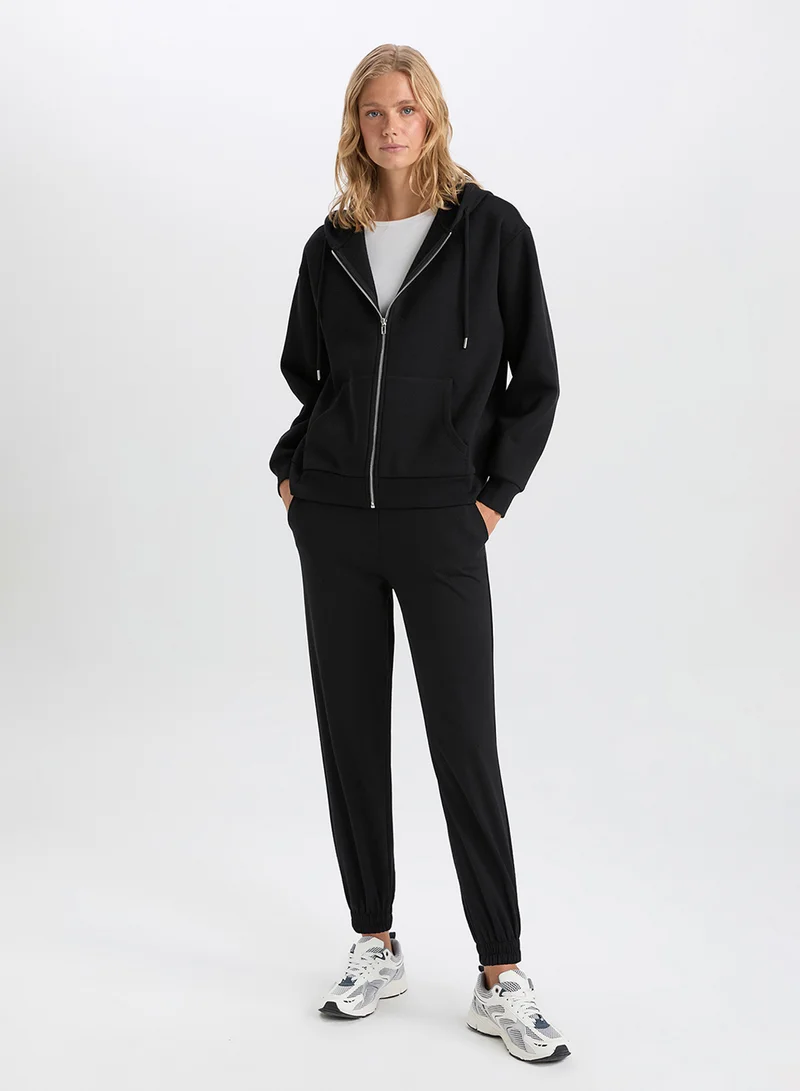 DeFacto Basic Plain High Waist Jogger Pants With Elastic Cuffs And Pockets
