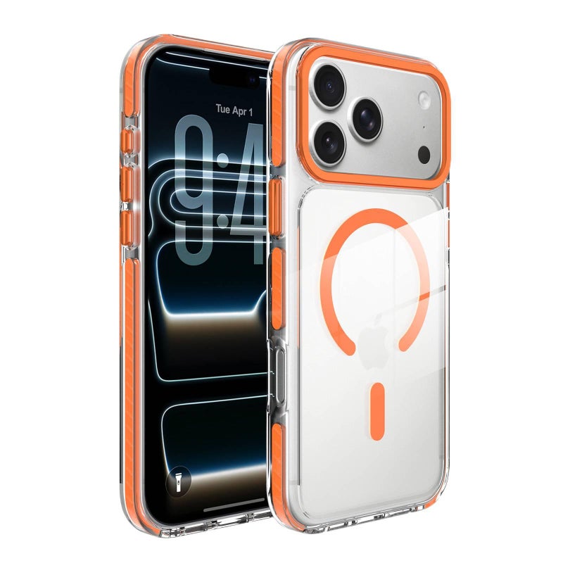 Protective Case | Acrylic | Strong Magnetic | Orange | Cover for iPhone 15 / 15 Plus / 15 Pro / 15 Pro Max - Image 1