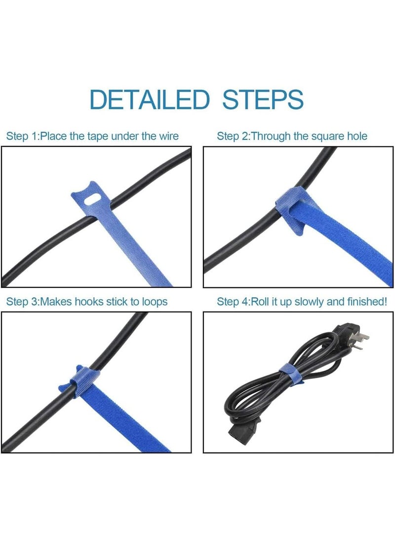 OIVO INDIA OIVO INDIA 50PCS Fastening Cable Ties Reusable Premium 6Inch Adjustable Cord Ties Microfiber Cloth Cable Management Straps Hook Loop Cord Organizer Wire Ties Reusable Red Colors  - Image 4