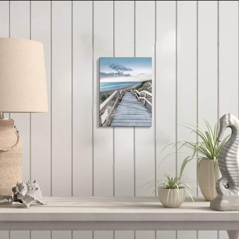 Hardy Gallery Beachside Wooden Path Wall Art: Bridge Boardwalk Stair Graphic Art on Wrapped Canvas for Wall Decor (12''x16'') - Image 5