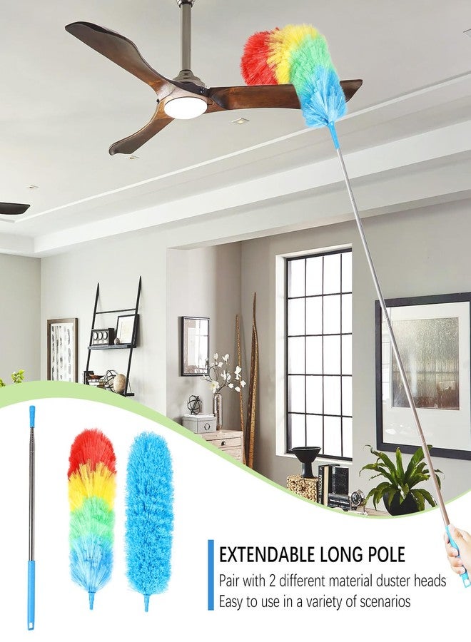 iHUFeather Rainbow Extendable Static Duster Reusable Microfiber Duster with 100" Telescoping Pole, Beandable and Washable Dusters Head for Cleaning Ceiling, Fan, Furniture - Image 4