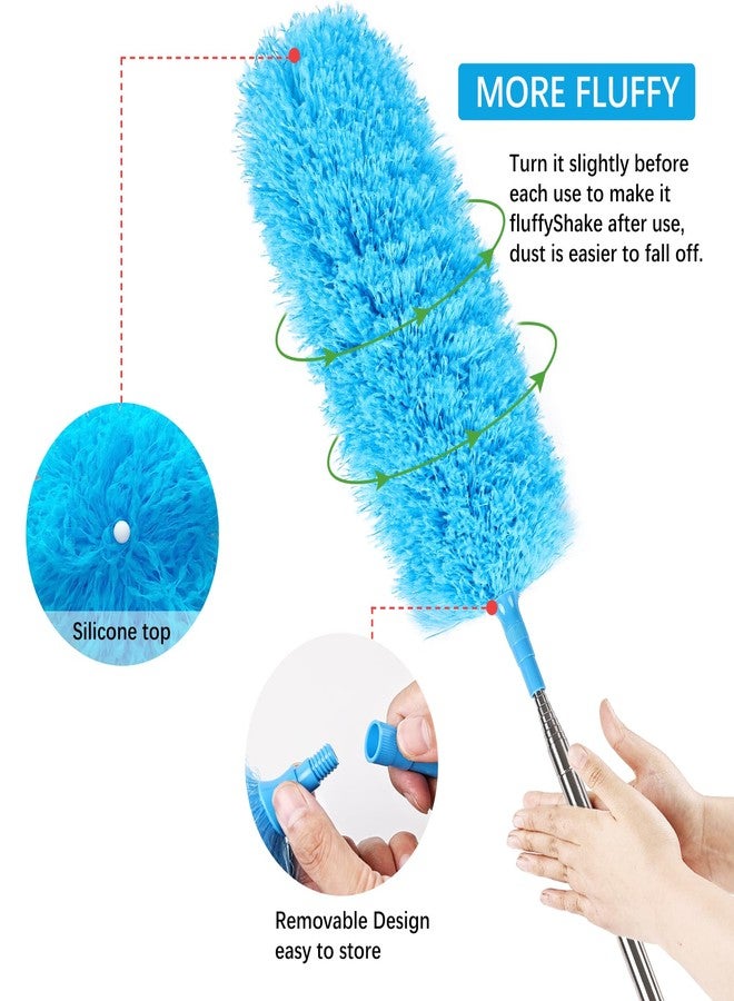 iHUFeather Rainbow Extendable Static Duster Reusable Microfiber Duster with 100" Telescoping Pole, Beandable and Washable Dusters Head for Cleaning Ceiling, Fan, Furniture - Image 5