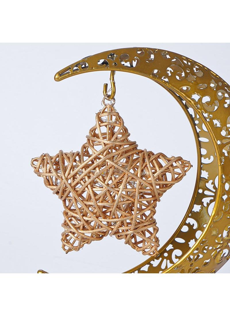 Generic - ضوء ليلي للزينة على شكل قمر رمضان بدون بطارية طراز A1 أصفر - Image 1