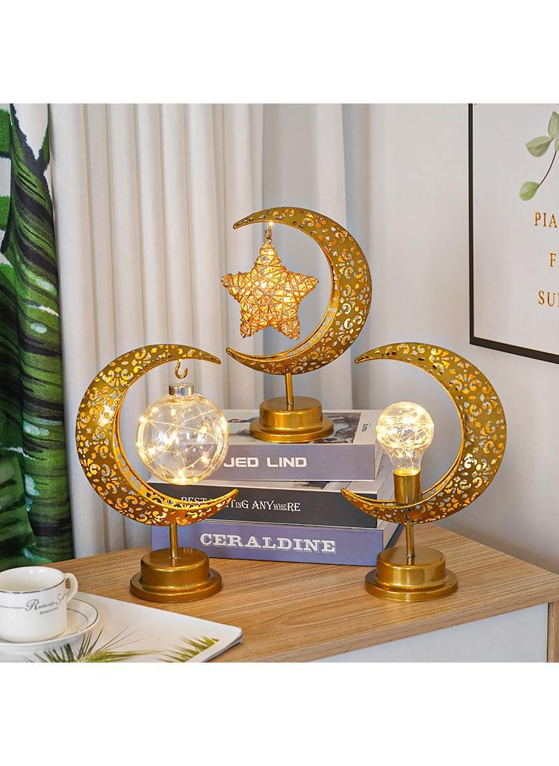 Generic - ضوء ليلي للزينة على شكل قمر رمضان بدون بطارية طراز A1 أصفر - Image 1