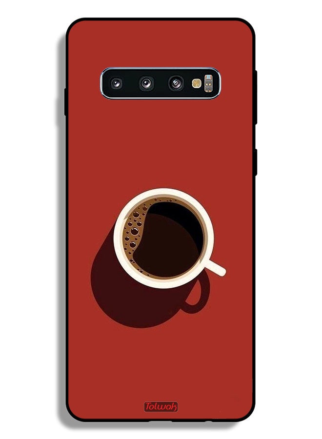 Tolwak Samsung Galaxy S10 Plus Protective Case Cover Coffee Cup Art - Image 2