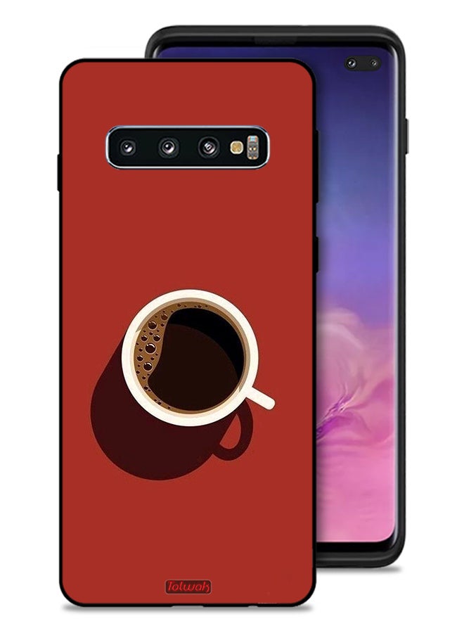 Tolwak Samsung Galaxy S10 Plus Protective Case Cover Coffee Cup Art - Image 1