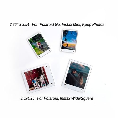LAGIPA 3.5x4.25' Polaroid Magnetic Picture Frame, Acrylic Photo Fridge Magnet Frame for Polaroid Now i-Type/600/SX-70/OneStep+/Instax Square Wide 300/200/210 Films (3 Packs) - Image 5