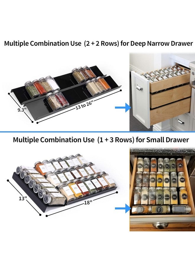 VBM Acrylic Spice Drawer Organizer Expandable 13" Seasoning Jars Drawer Insert, Kitchen Spice Rack Tray for Drawer/Countertop (Jars Not Included) (4) - Image 2