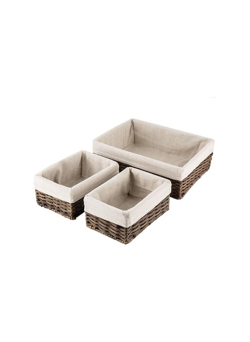 Spaceshoop Handmade Storage Basket Wicker Baskets for Organizing Shelf Baskets Woven Decorative Home Storage Bins Decorative Baskets Organizing Baskets Nesting Baskets Set of 3pcs  - Image 1