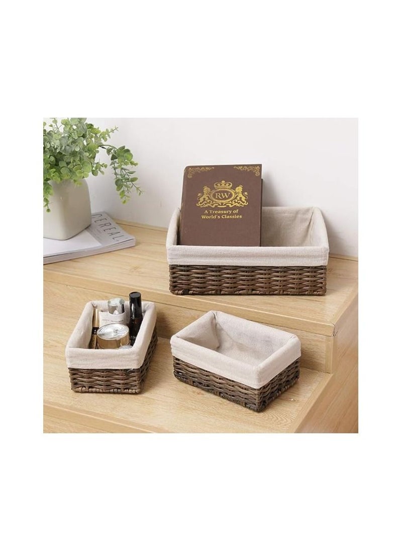 Spaceshoop Handmade Storage Basket Wicker Baskets for Organizing Shelf Baskets Woven Decorative Home Storage Bins Decorative Baskets Organizing Baskets Nesting Baskets Set of 3pcs  - Image 3