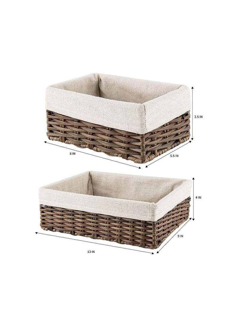 Spaceshoop Handmade Storage Basket Wicker Baskets for Organizing Shelf Baskets Woven Decorative Home Storage Bins Decorative Baskets Organizing Baskets Nesting Baskets Set of 3pcs  - Image 2