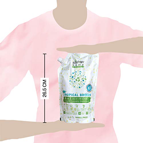 Azafran Tropical Breeze 6 in 1 Plant-Based Liquid Laundry Detergent Refill Pack - 1 L, Remove tough stains, Natural Fabric Conditioner, Suitable for Baby Clothes & Suitable for All Washing Style. - Image 4