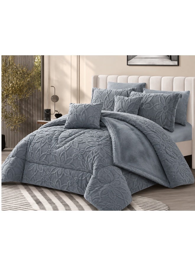 Horse Winter velvet bedding set for double bed, fits 200 × 200 cm bed, 8 pieces - Image 2