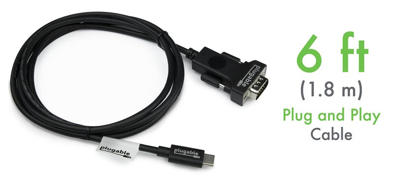 Plugable USB C to VGA Cable 6 Feet - Driverless Connect Thunderbolt 4, Thunderbolt 3, USB4, or USB-C Device to VGA Displays 1920x1080@60Hz, (Compatible with iPhone 15, MacBook Pro, Dell XPS) 1.8m - Image 3