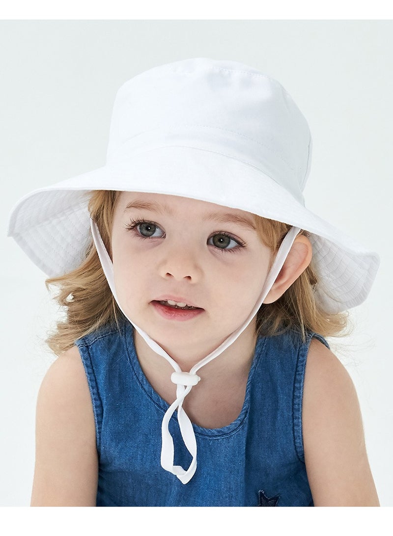 Summer Toddler Bucket Hat Wide Brim Adjustable Beach Hats for Boys Girls Sun Protection Beach Hat Baby Hats（white-s） - Image 3