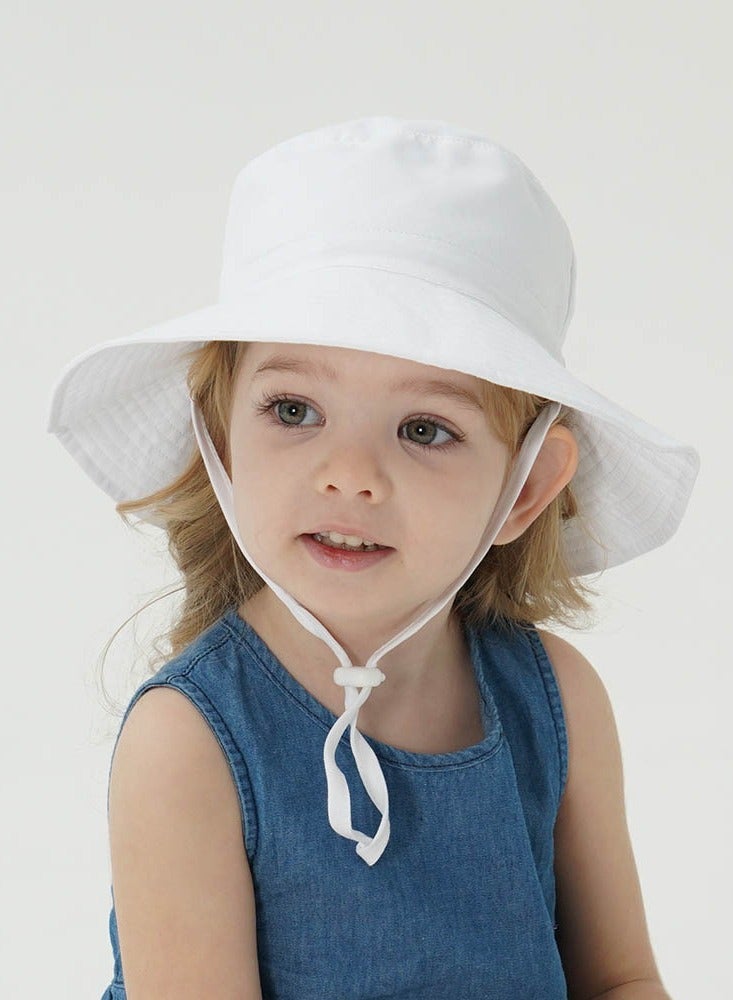 Summer Toddler Bucket Hat Wide Brim Adjustable Beach Hats for Boys Girls Sun Protection Beach Hat Baby Hats（white-s） - Image 4