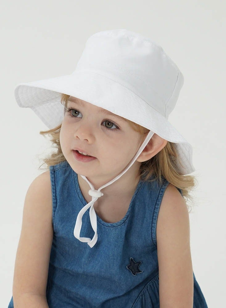 Summer Toddler Bucket Hat Wide Brim Adjustable Beach Hats for Boys Girls Sun Protection Beach Hat Baby Hats（white-s） - Image 5