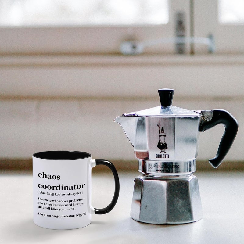 Cabtnca Chaos Coordinator Mug, Gifts, Office Gifts for Coworkers, Boss Coffee Mugs Women, Teacher/Coworker/Boss 11Oz Black Handle - Image 2