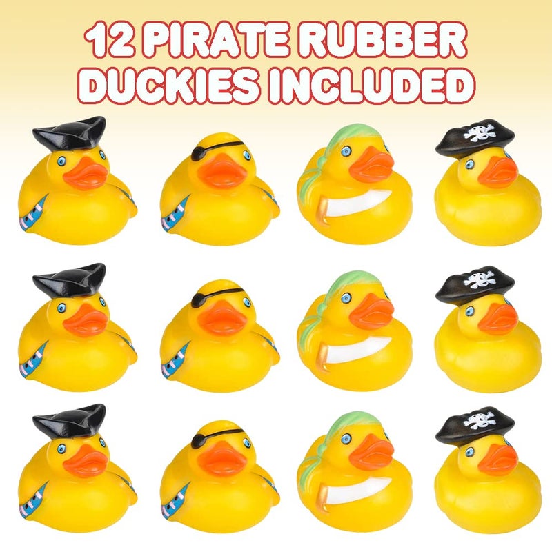 ArtCreativity 12 Pcs Pirate Rubber Ducks - 2 Inch Pirate Ducks for Jeeps, Pirate Party Favors & Decorations, Cute Rubber Ducks Pirate Toys for Bath, Pool, Carnival & Pirate-Themed Parties - Image 2