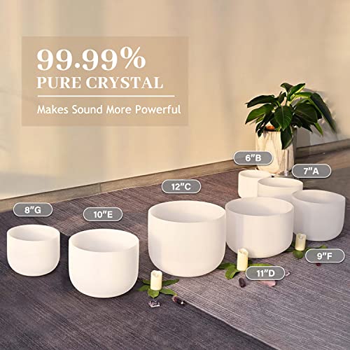 CVNC مجموعة CVNC 440HZ من 7 أوعية كريستالية مغلقة من شاكرا بحجم 6-12 بوصة للعلاج الصوتي مع حقائب حمل ثقيلة - Image 2