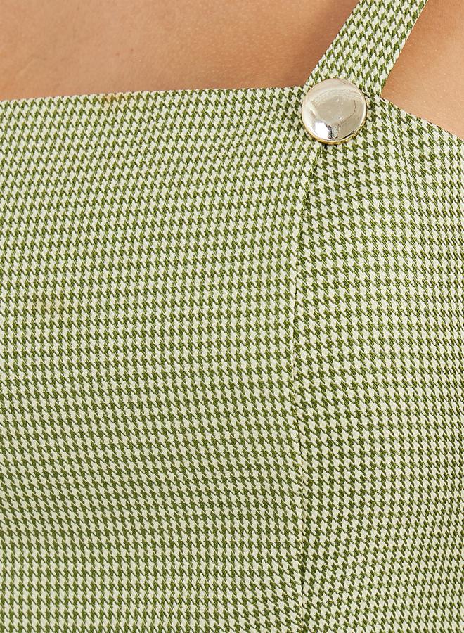 Styli Styli Houndstooth Pattern Button Detail Crop Top  - Image 3